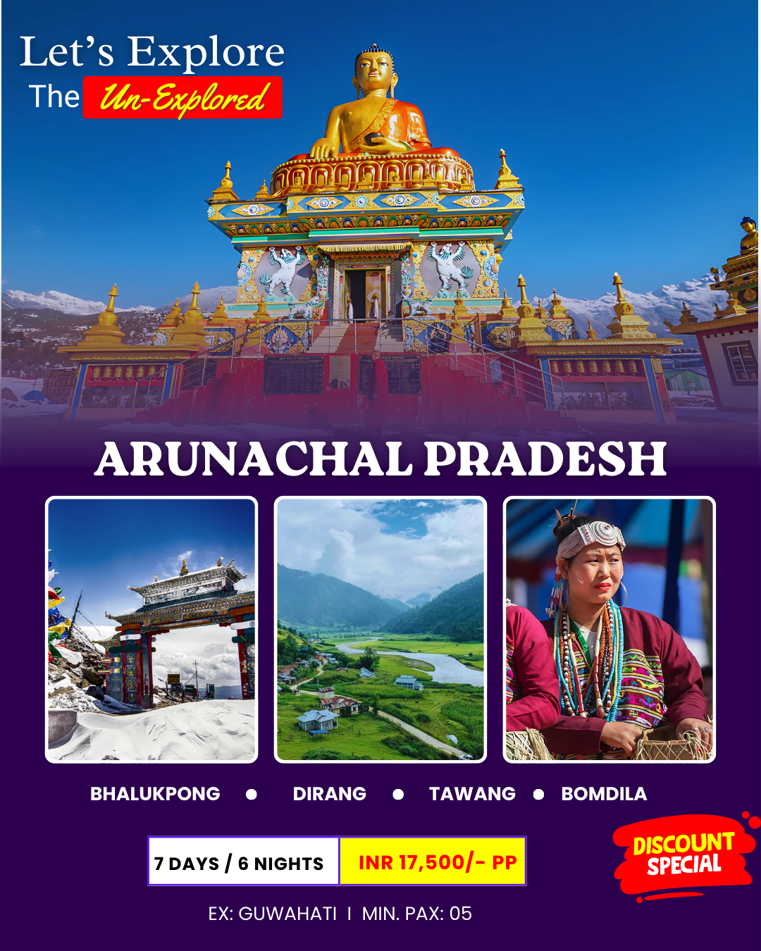 Tawang Monastery in Arunachal Pradesh covered with snow – Arunachal tour package from Bhubaneswar Odisha
